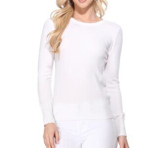 Womens Retro Vintage Long Sleeve Pullover Soft Knit Top Sweater White Colo Yemak